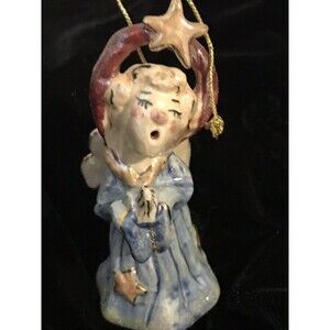 Blue Sky Clayworks Christmas Angel Ornament 2001 By Heather Goldminc 4.2”